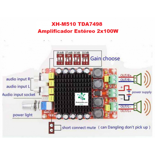 Módulo Amplificador Audio TDA7498 - 2 x 100 W